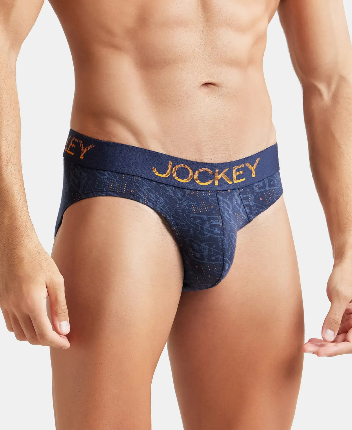 JOCKEY Super Combed Cotton Printed Brief with Ultrasoft Waistband #FP22- Navy & Autumn Glory