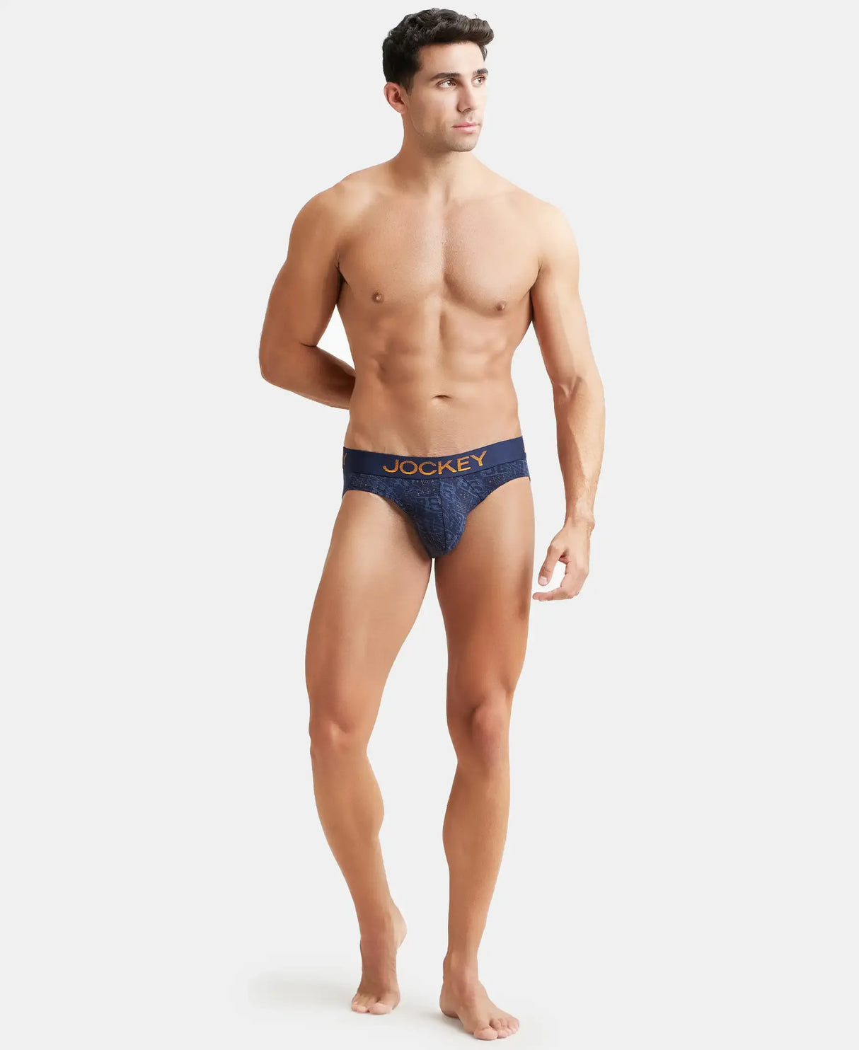 JOCKEY Super Combed Cotton Printed Brief with Ultrasoft Waistband #FP22- Navy & Autumn Glory