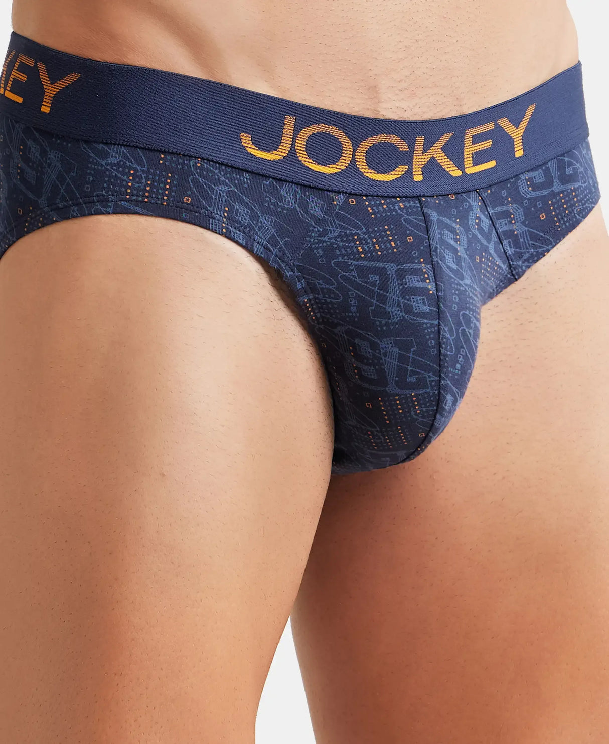 JOCKEY Super Combed Cotton Printed Brief with Ultrasoft Waistband #FP22- Navy & Autumn Glory