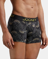 JOCKEY Super Combed Cotton Printed Trunk with Ultrasoft Waistband #FP23- Black & Empire Yellow