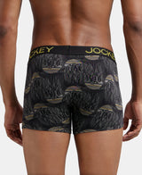 JOCKEY Super Combed Cotton Printed Trunk with Ultrasoft Waistband #FP23- Black & Empire Yellow