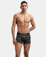 JOCKEY Super Combed Cotton Printed Trunk with Ultrasoft Waistband #FP23- Black & Empire Yellow