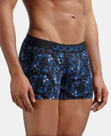 JOCKEY Super Combed Cotton Printed Trunk with Ultrasoft Waistband #FP23- Black & Sky Driver