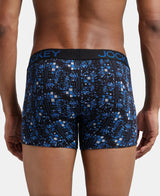 JOCKEY Super Combed Cotton Printed Trunk with Ultrasoft Waistband #FP23- Black & Sky Driver