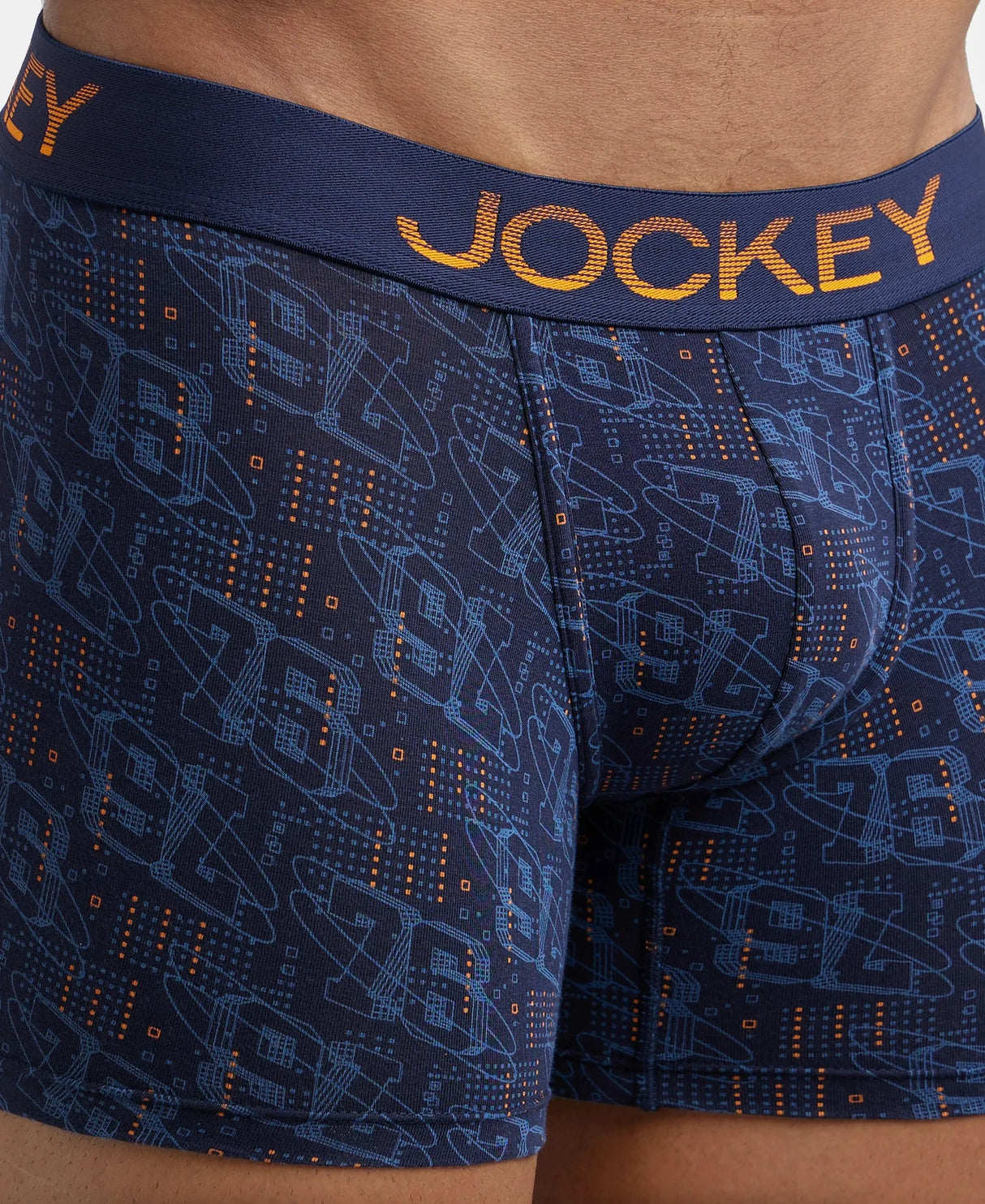 JOCKEY Super Combed Cotton Printed Trunk with Ultrasoft Waistband #FP23- Navy & Autumn Glory