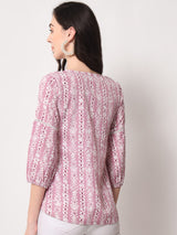 Women's Printed Peach Tunics Top