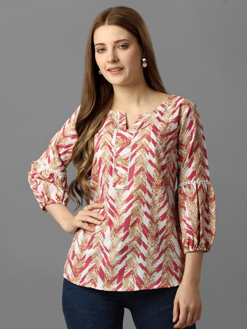 Women's Printed Pink Tunics Top