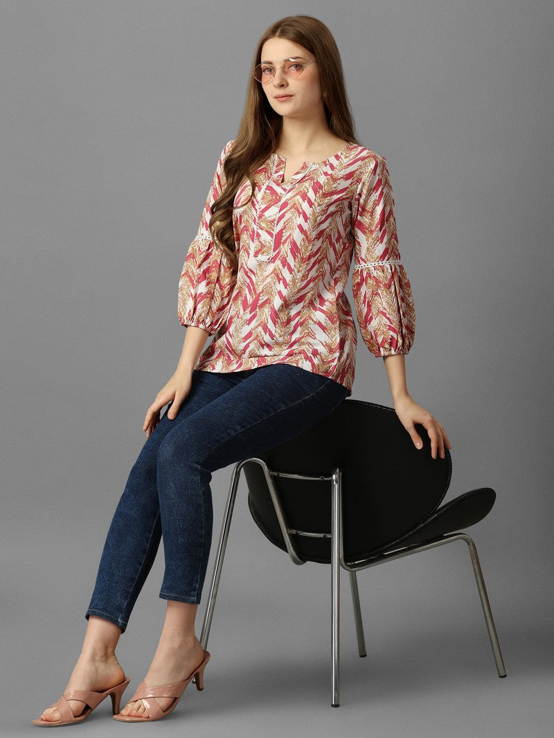 Women's Printed Pink Tunics Top