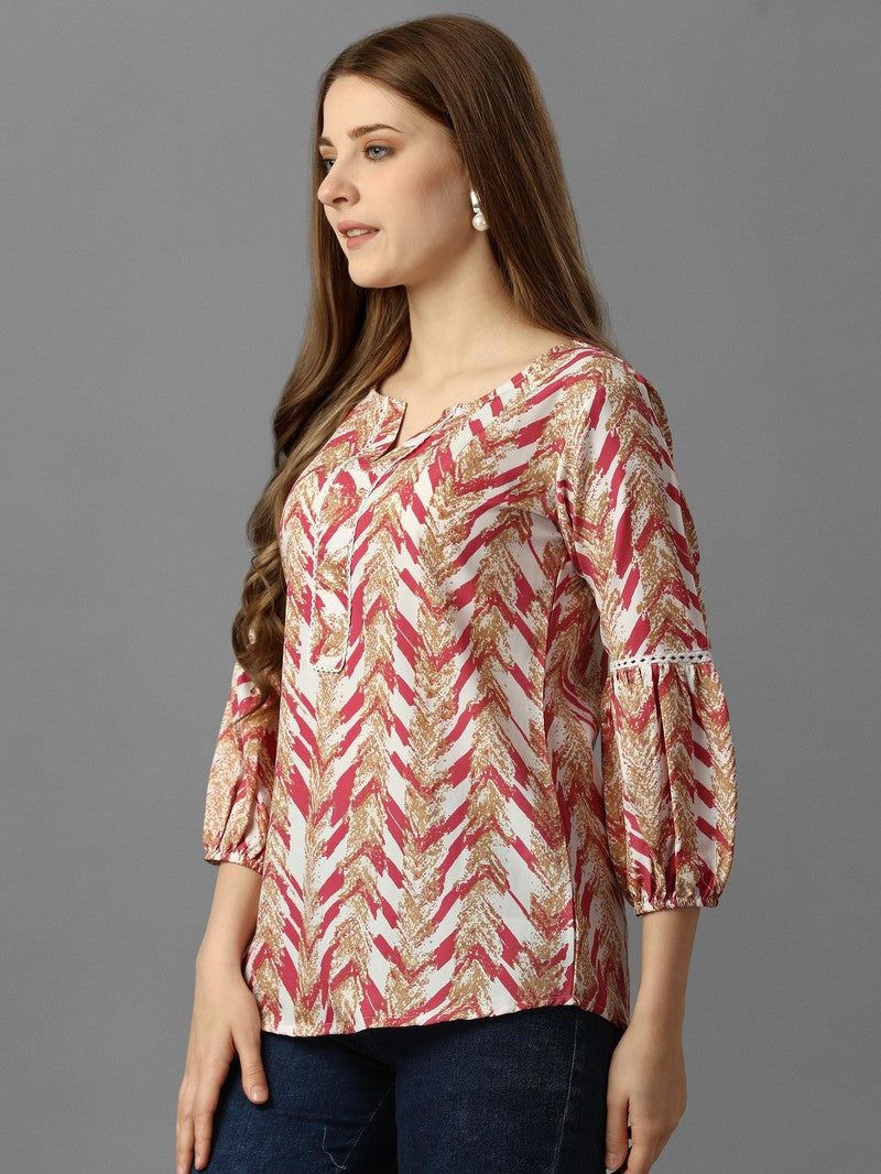 Women's Printed Pink Tunics Top