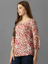 Women's Printed Pink Tunics Top