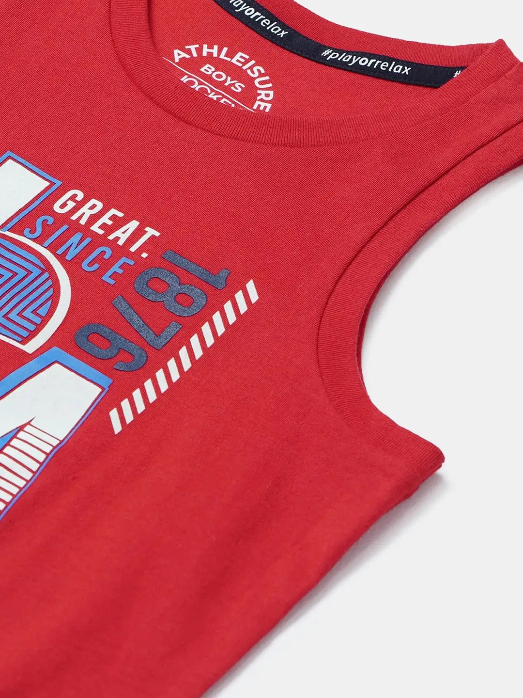 Boy's Super Combed Cotton Graphic Printed Tank Top  #AB14 - Team Red Printed