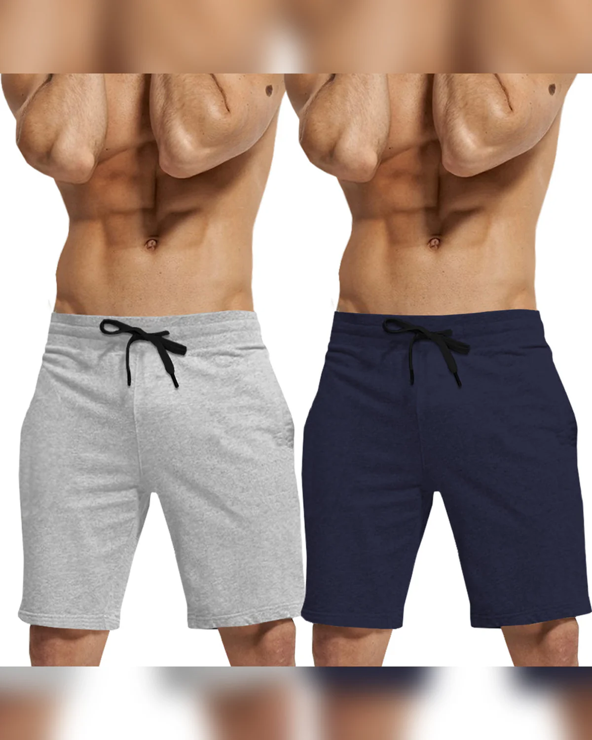 Men's Short - Navy Blue & Grey (Pack Of 2)