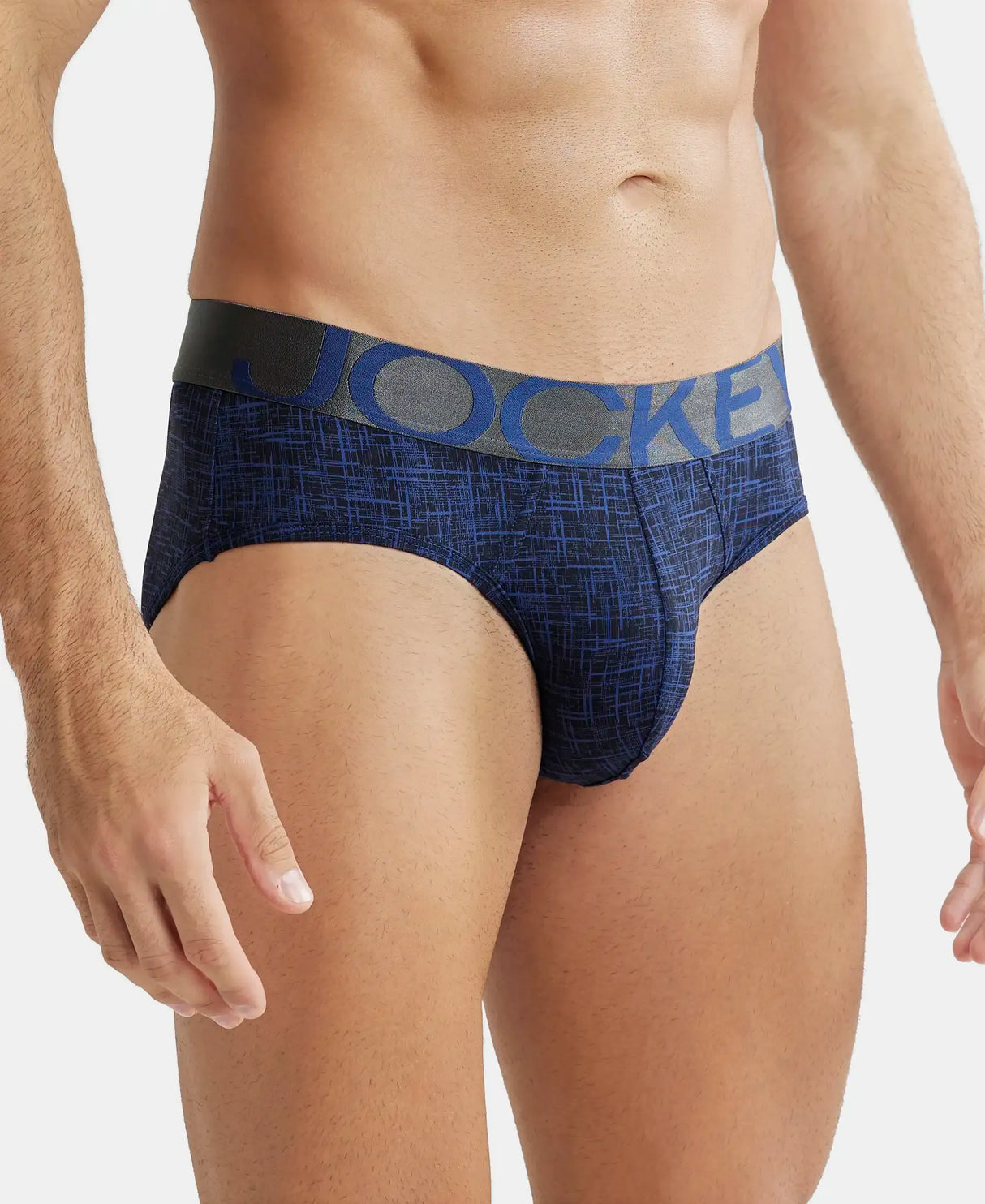 JOCKEY Tactel Microfiber Printed Brief with Moisture Move Properties #IC29- Rich Royal Blue Printed