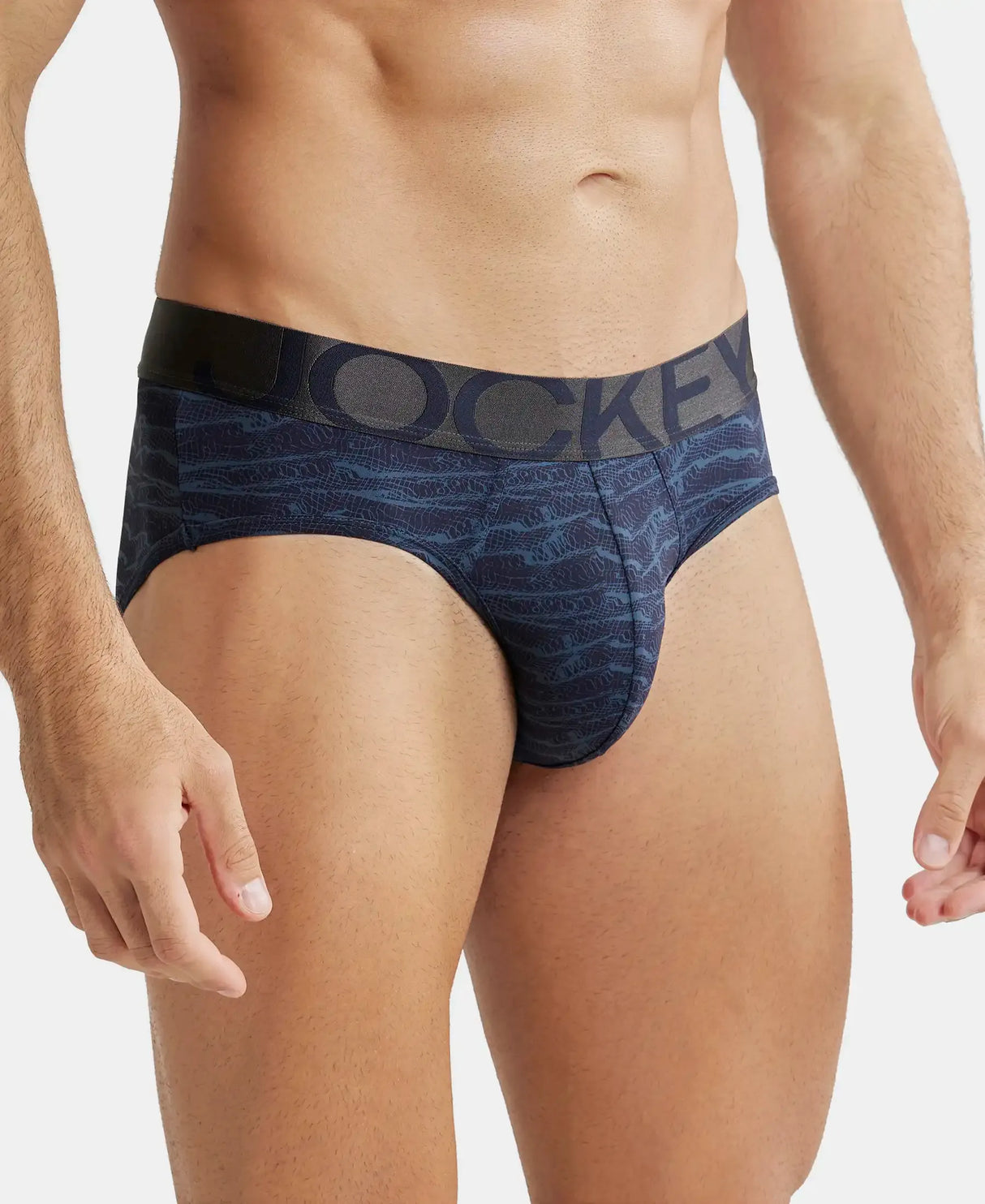 JOCKEY Tactel Microfiber Printed Brief with Moisture Move Properties #IC29- True Navy Printed