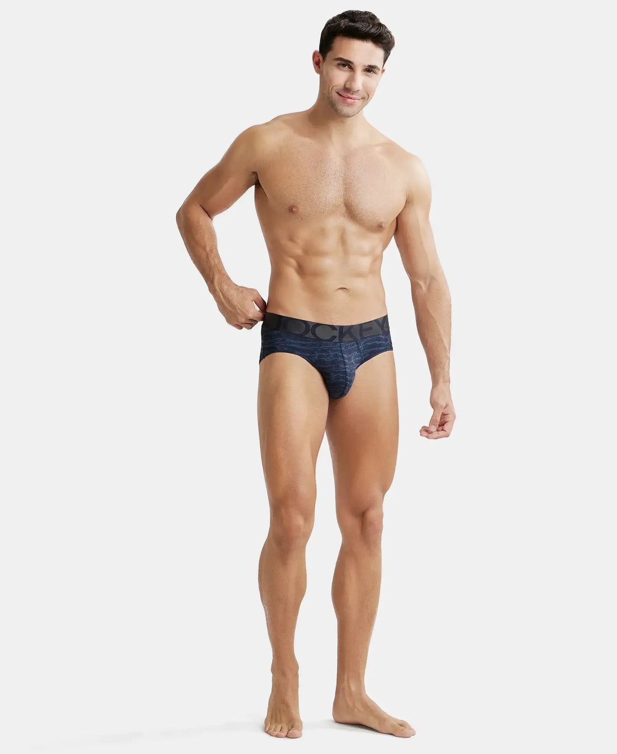 JOCKEY Tactel Microfiber Printed Brief with Moisture Move Properties #IC29- True Navy Printed