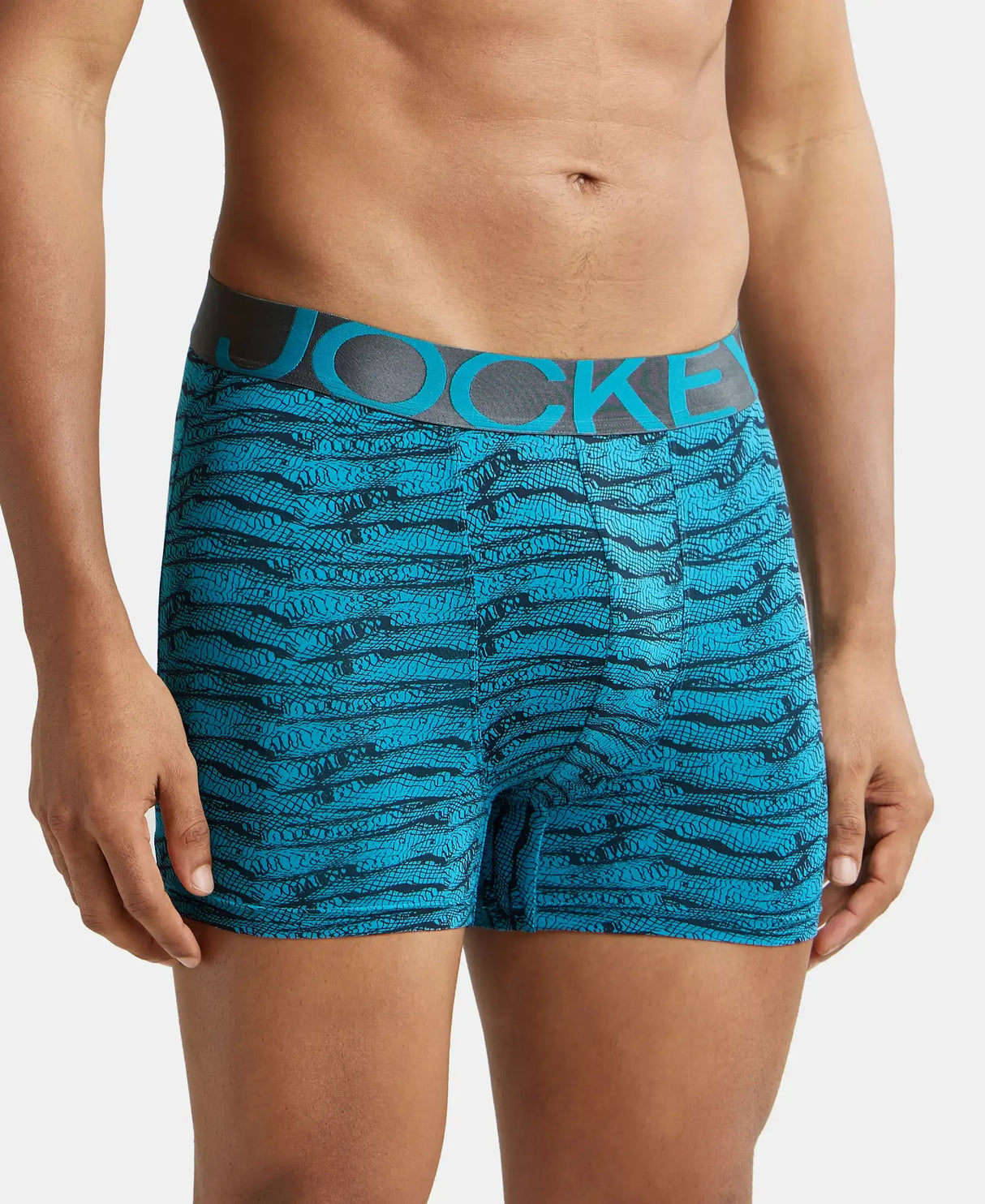 JOCKEY Tactel Microfiber Printed Trunk with Moisture Move Properties #IC30- Ocean Depth Prints