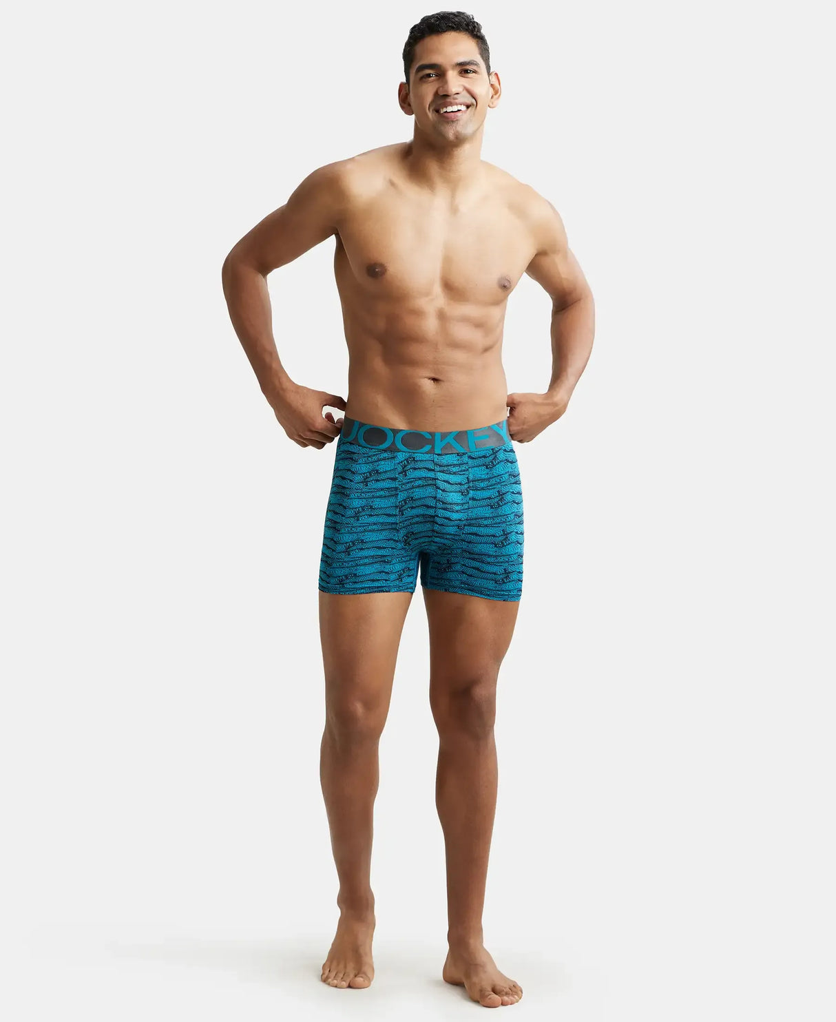 JOCKEY Tactel Microfiber Printed Trunk with Moisture Move Properties #IC30- Ocean Depth Prints