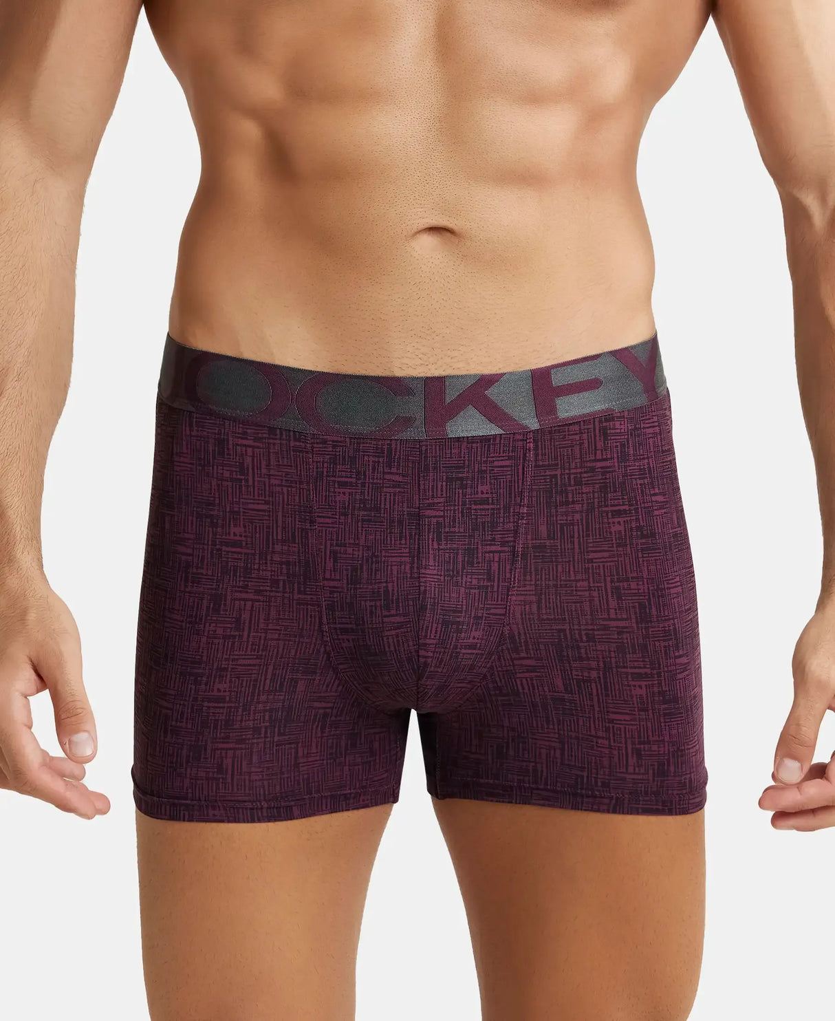 JOCKEY Tactel Microfiber Printed Trunk with Moisture Move Properties #IC30- Potent Purple Printed