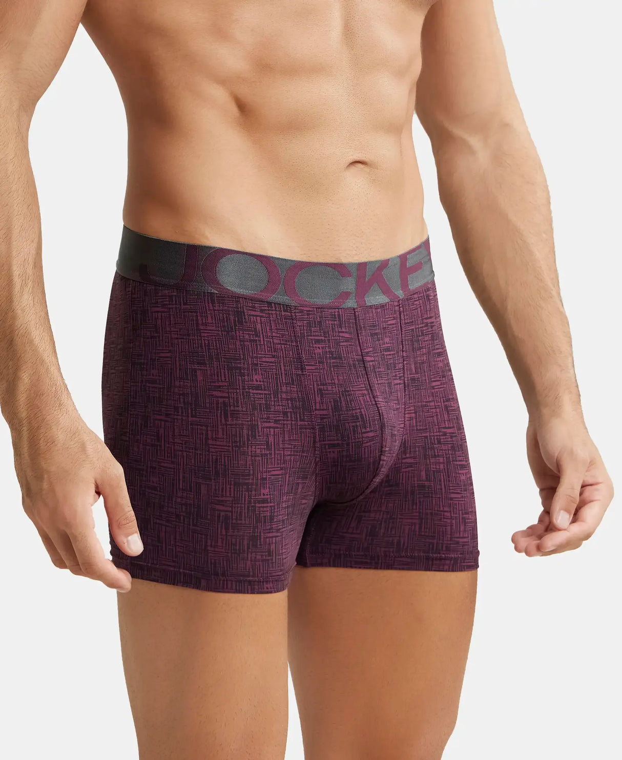 JOCKEY Tactel Microfiber Printed Trunk with Moisture Move Properties #IC30- Potent Purple Printed