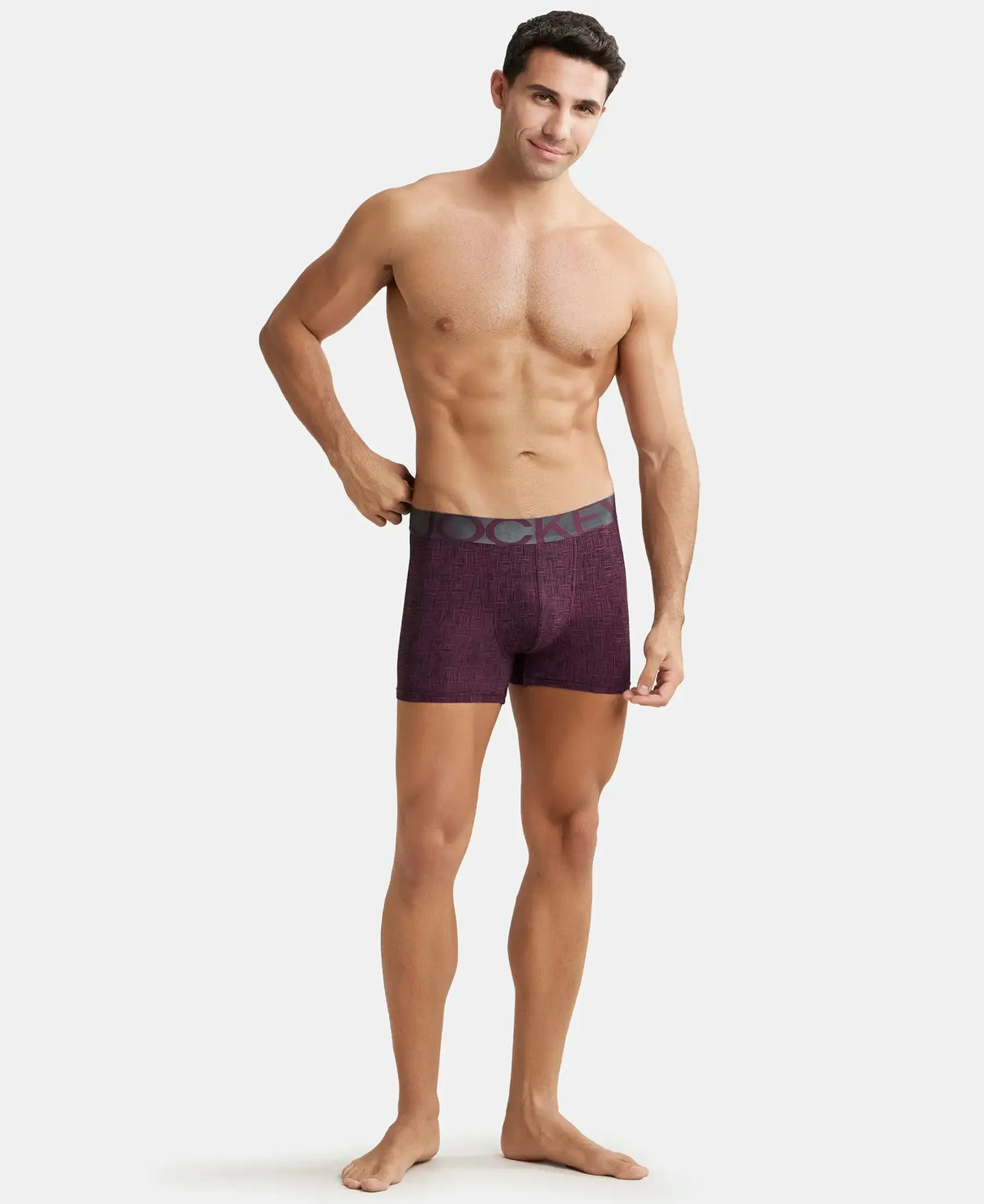 JOCKEY Tactel Microfiber Printed Trunk with Moisture Move Properties #IC30- Potent Purple Printed