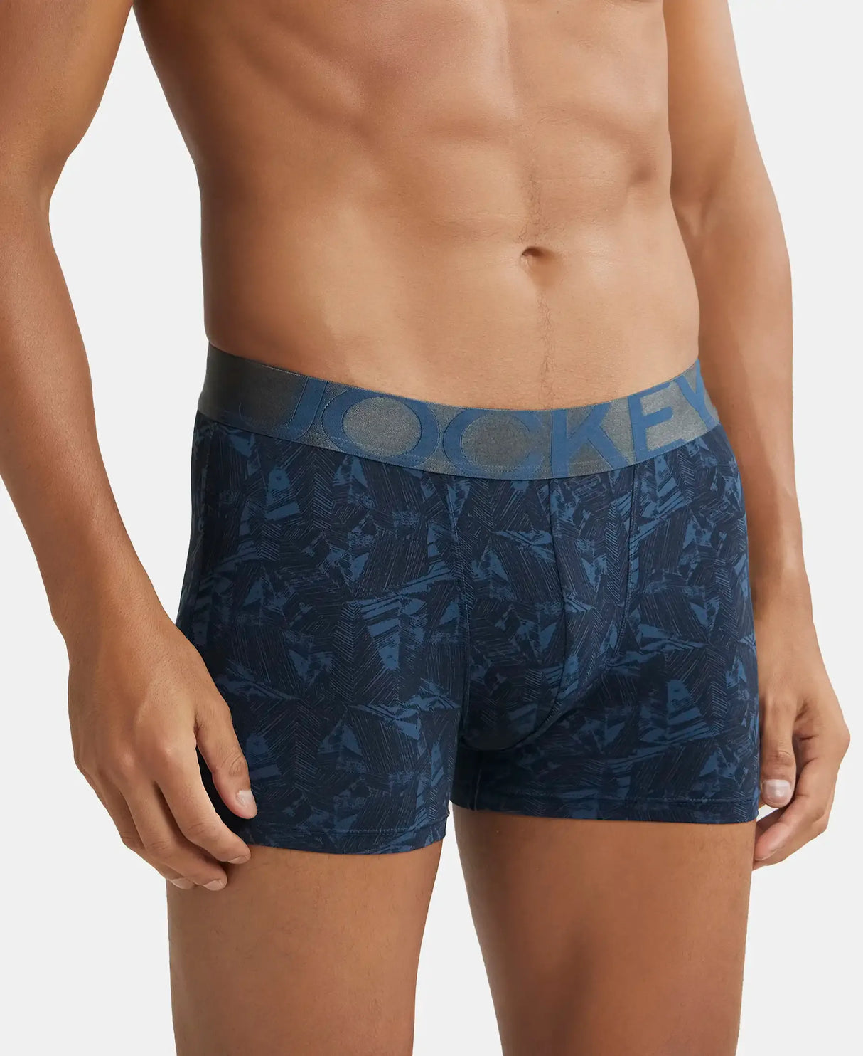 JOCKEY Tactel Microfiber Printed Trunk with Moisture Move Properties #IC30- Petrol Base Printed