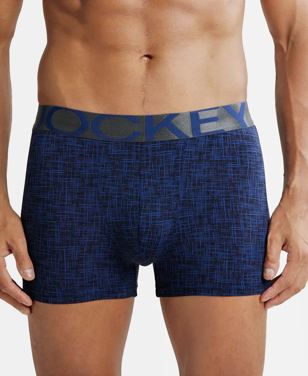 JOCKEY Tactel Microfiber Printed Trunk with Moisture Move Properties #IC30- Rich Royal Blue Printed