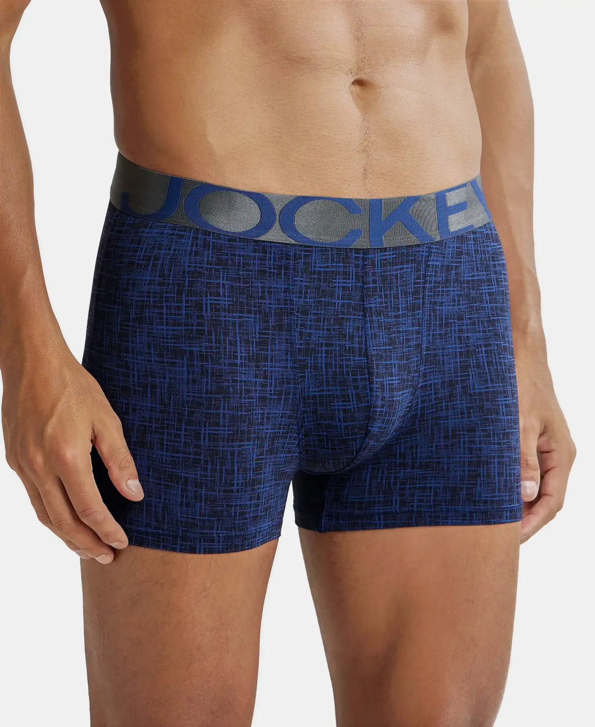 JOCKEY Tactel Microfiber Printed Trunk with Moisture Move Properties #IC30- Rich Royal Blue Printed