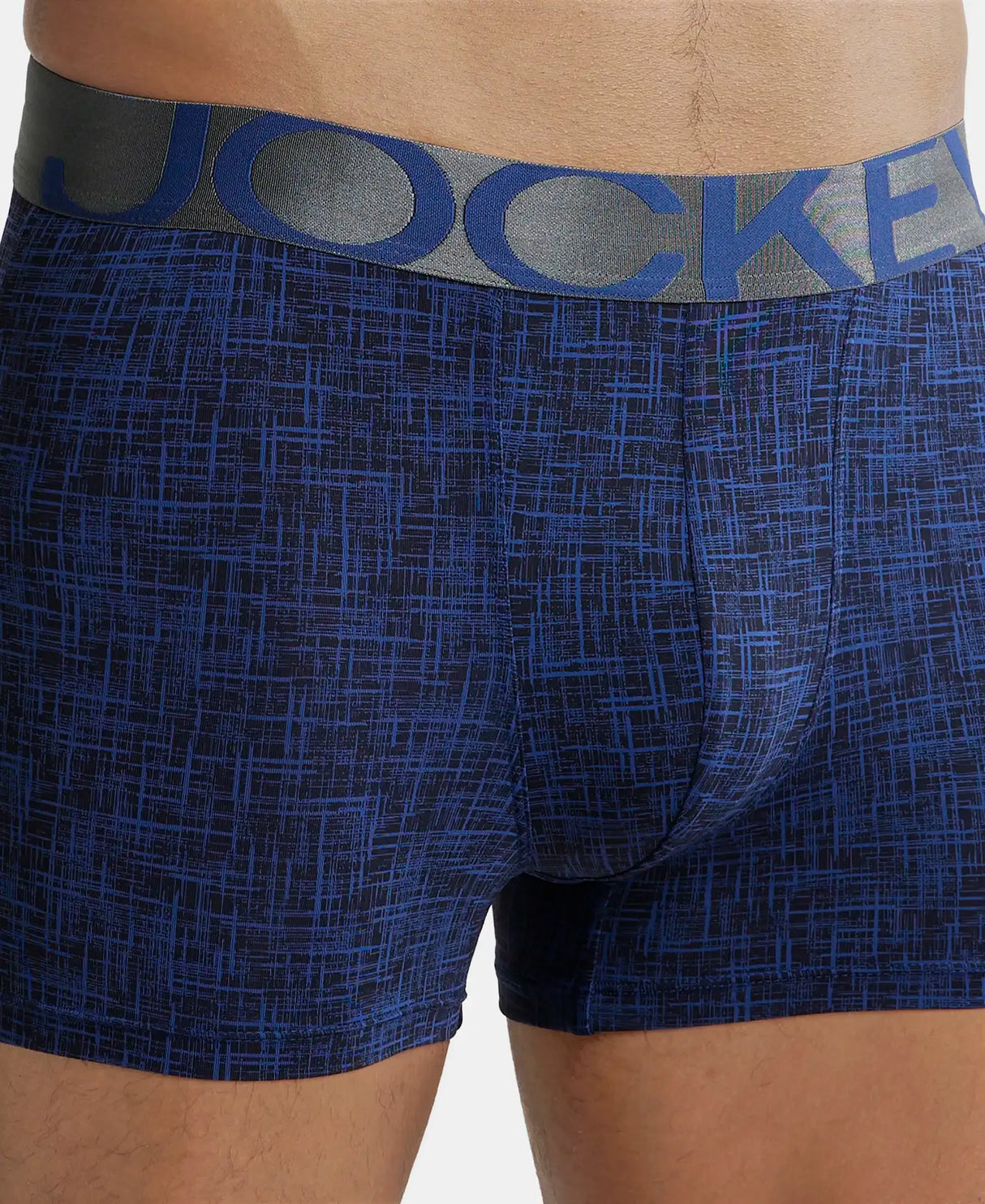 JOCKEY Tactel Microfiber Printed Trunk with Moisture Move Properties #IC30- Rich Royal Blue Printed