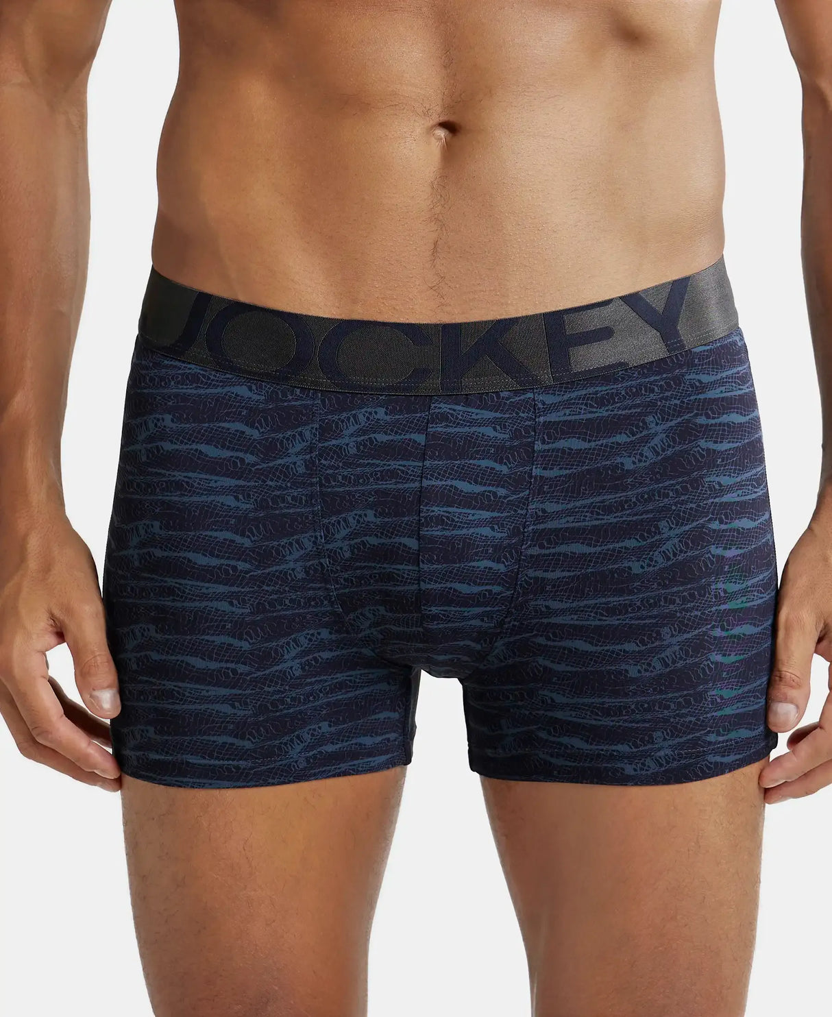 JOCKEY Tactel Microfiber Printed Trunk with Moisture Move Properties #IC30- True Navy Printed