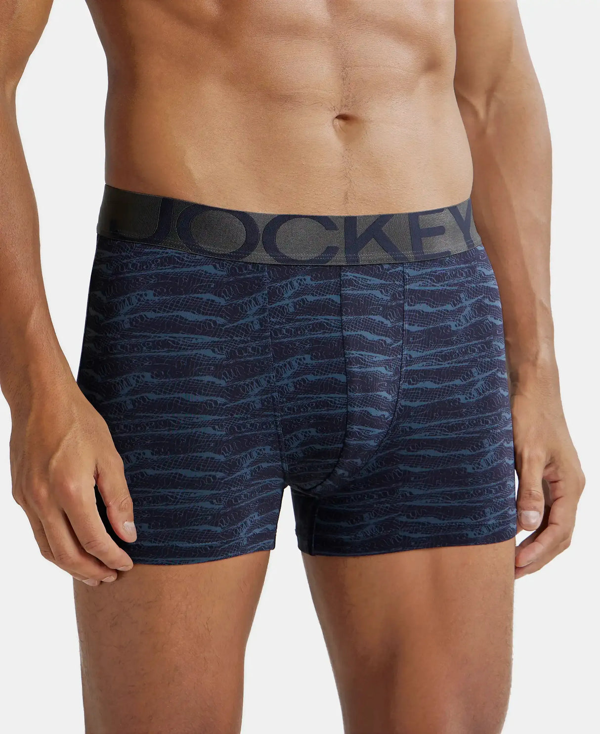 JOCKEY Tactel Microfiber Printed Trunk with Moisture Move Properties #IC30- True Navy Printed