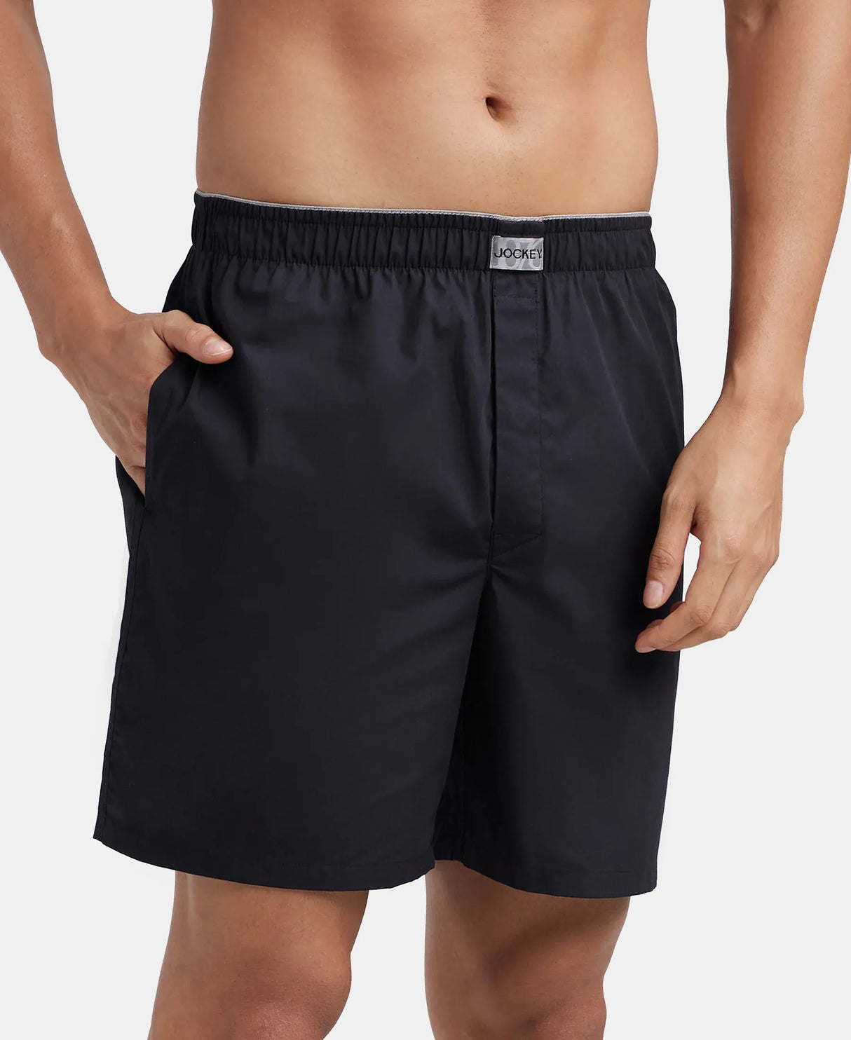 JOCKEY Super Combed Mercerized Cotton Woven Fabric Boxer Shorts #MC10 - Black