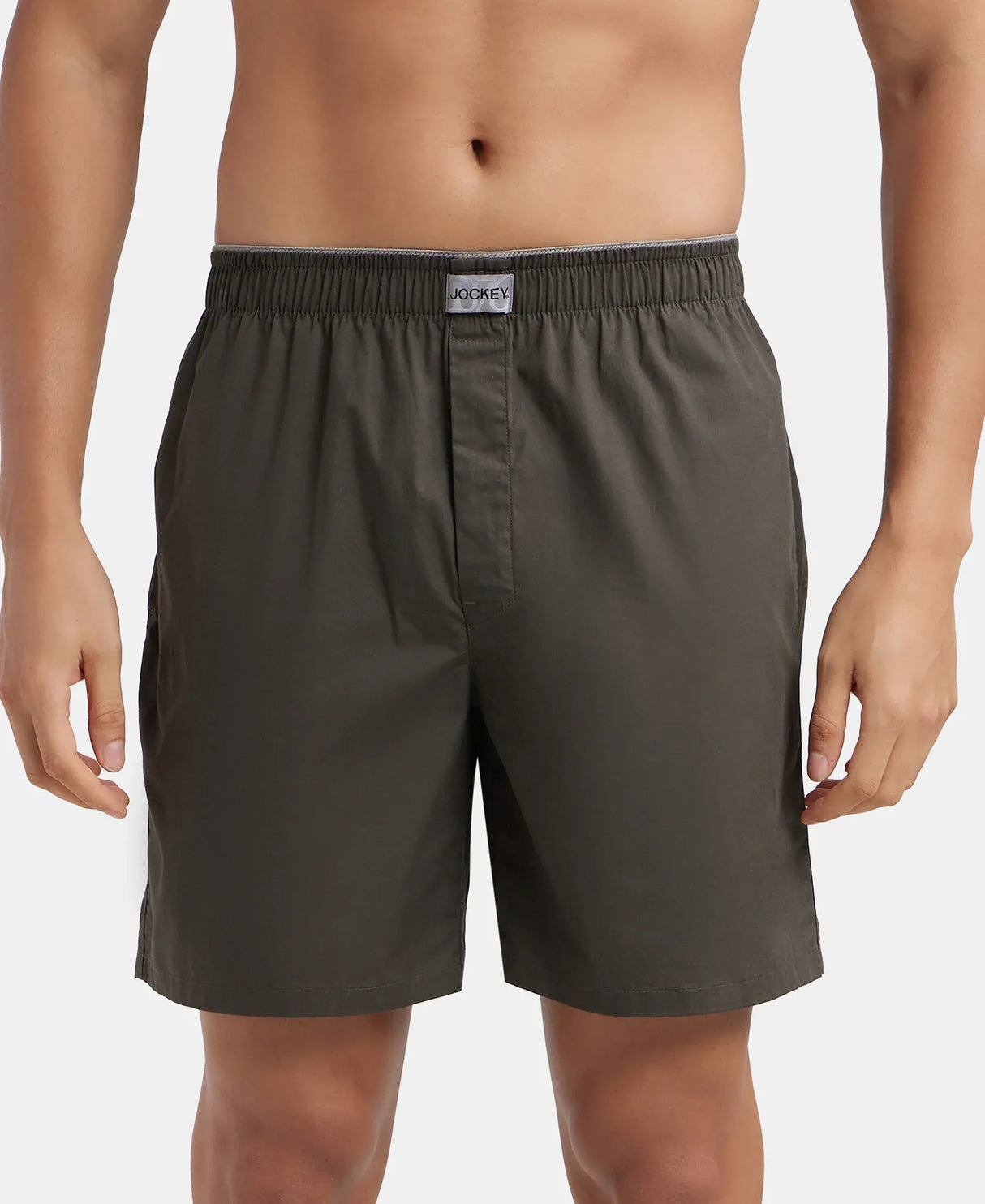 JOCKEY Super Combed Mercerized Cotton Woven Fabric Boxer Shorts #MC10 - Deep Olive