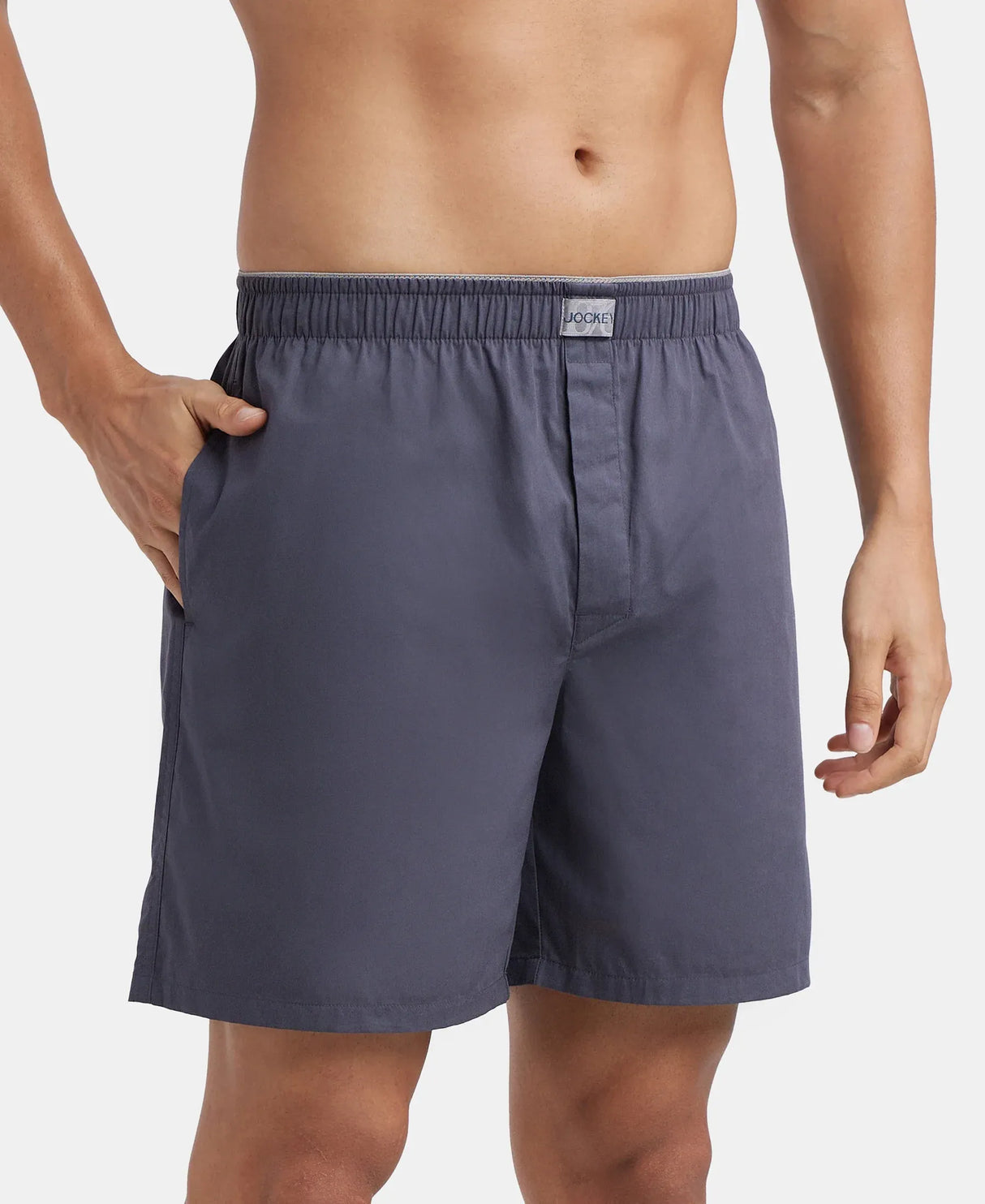 JOCKEY Super Combed Mercerized Cotton Woven Fabric Boxer Shorts #MC10 - Graphite