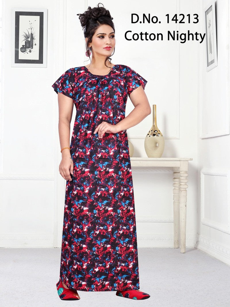 Missy - Cotton Printed Nighty Gown - Multicolor