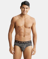 JOCKEY Super Combed Cotton Printed Brief with Ultrasoft Waistband #NY01 - Black & Orange