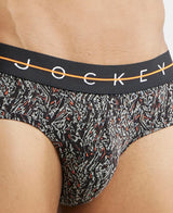 JOCKEY Super Combed Cotton Printed Brief with Ultrasoft Waistband #NY01 - Black & Orange