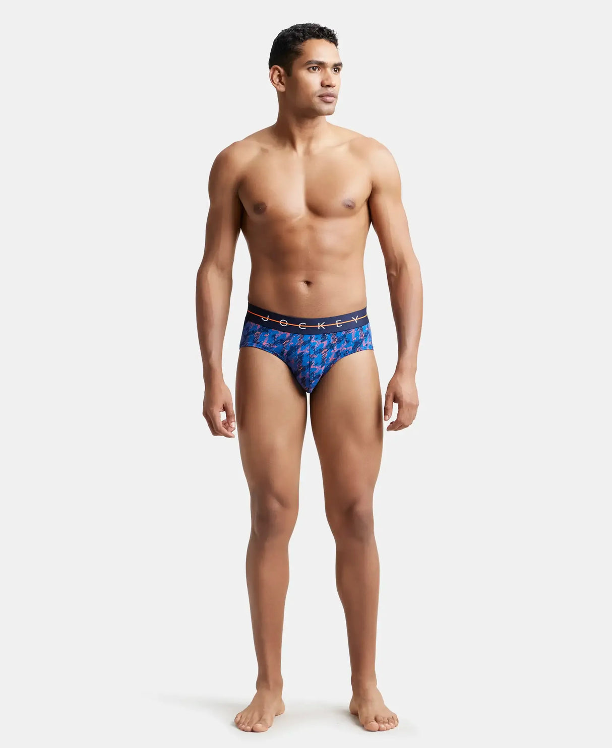 JOCKEY Super Combed Cotton Printed Brief with Ultrasoft Waistband #NY01 - Navy & Orange