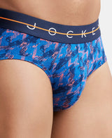 JOCKEY Super Combed Cotton Printed Brief with Ultrasoft Waistband #NY01 - Navy & Orange