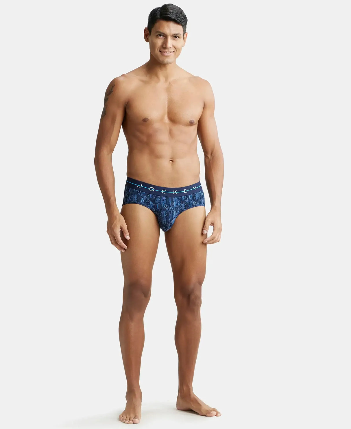 JOCKEY Super Combed Cotton Printed Brief with Ultrasoft Waistband #NY01 - Navy