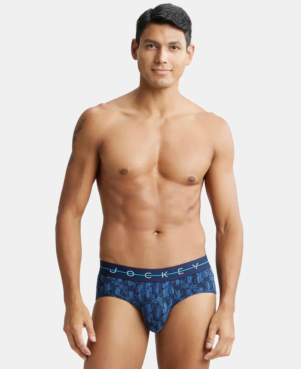 JOCKEY Super Combed Cotton Printed Brief with Ultrasoft Waistband #NY01 - Navy