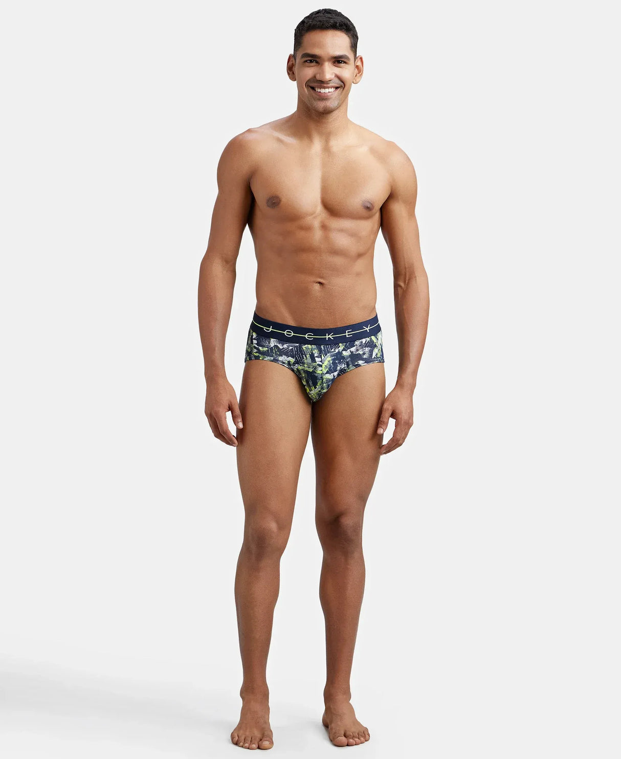 JOCKEY Super Combed Cotton Printed Brief with Ultrasoft Waistband #NY01 - Navy & Neon