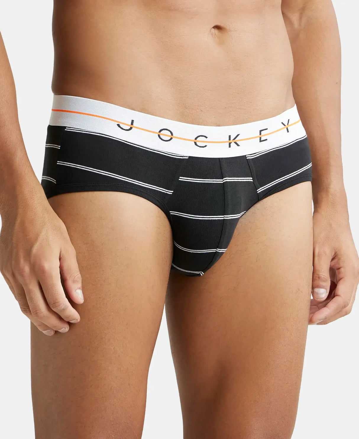 JOCKEY Super Combed Cotton Printed Brief with Ultrasoft Waistband #NY01 - Black Striped