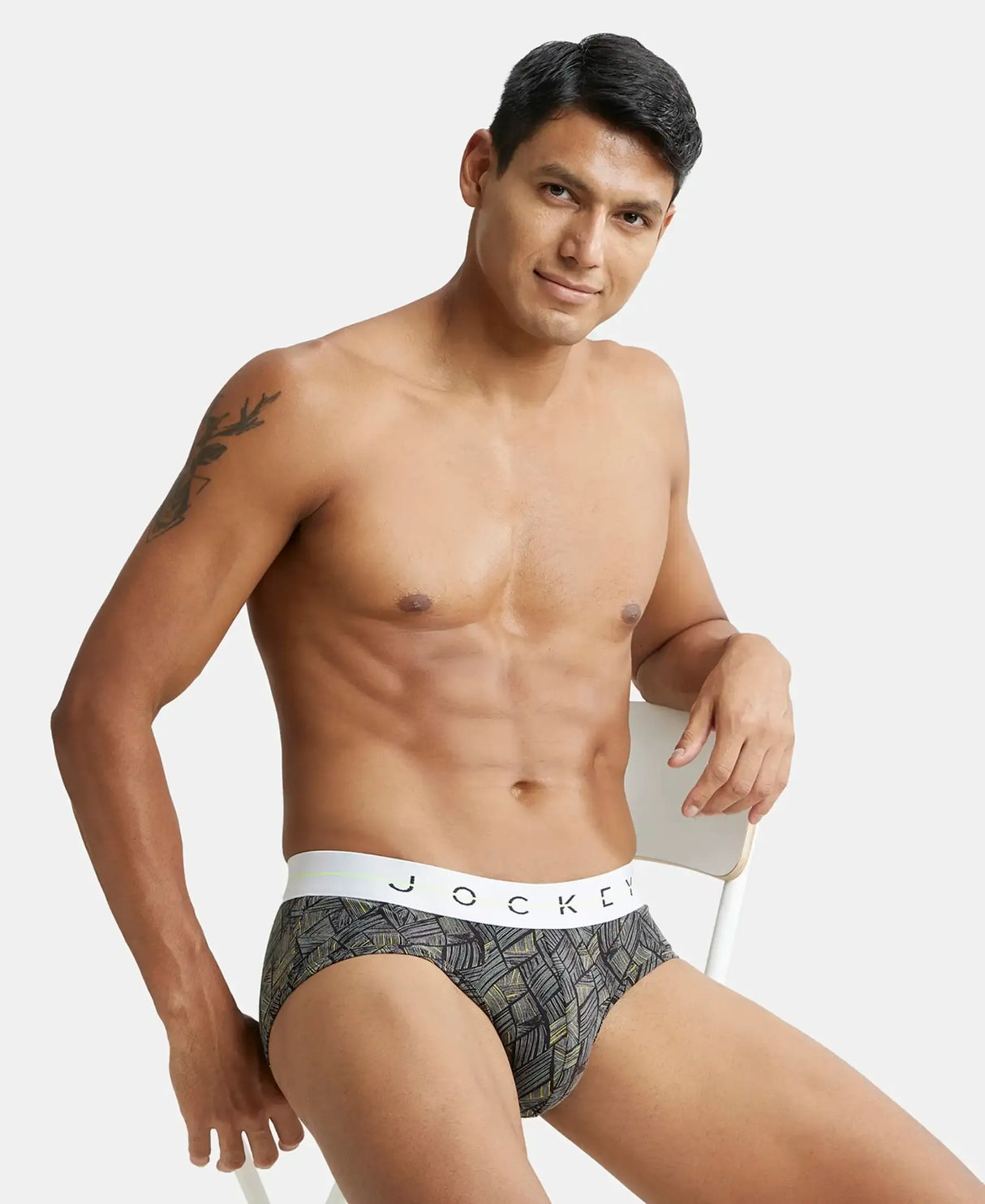 JOCKEY Super Combed Cotton Printed Brief with Ultrasoft Waistband #NY01 - Black