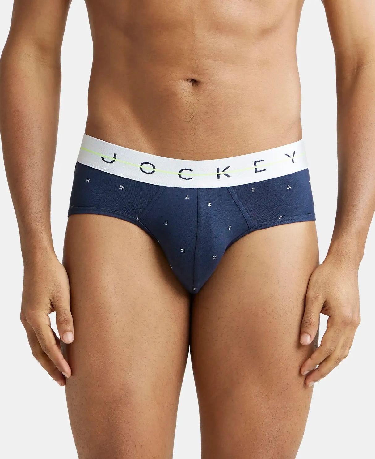 JOCKEY Super Combed Cotton Printed Brief with Ultrasoft Waistband #NY01 - Navy & White