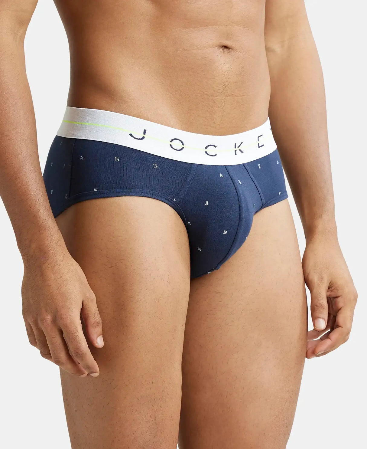 JOCKEY Super Combed Cotton Printed Brief with Ultrasoft Waistband #NY01 - Navy & White