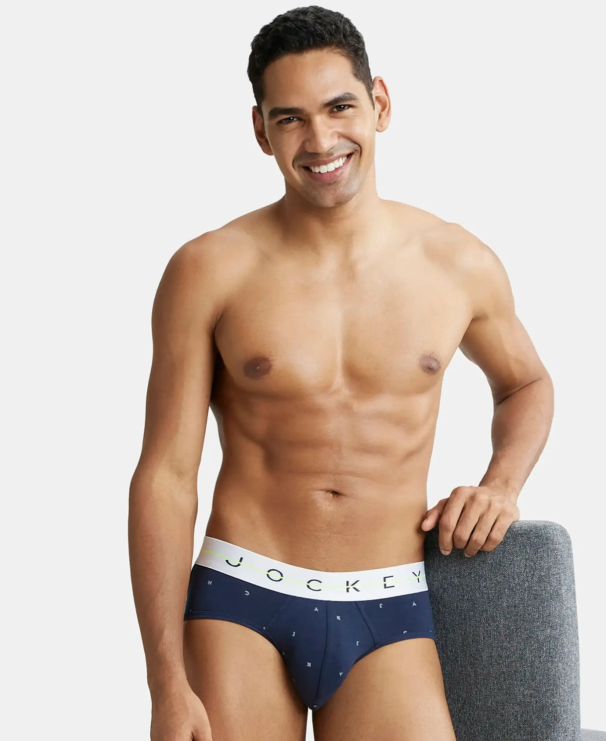 JOCKEY Super Combed Cotton Printed Brief with Ultrasoft Waistband #NY01 - Navy & White