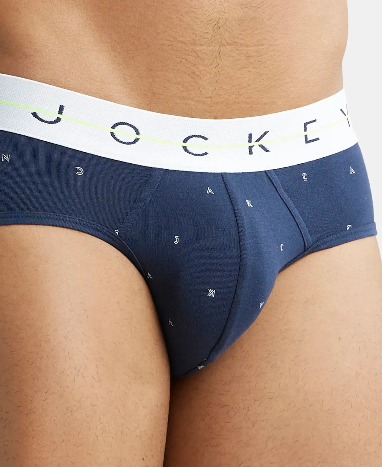 JOCKEY Super Combed Cotton Printed Brief with Ultrasoft Waistband #NY01 - Navy & White