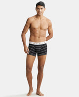 JOCKEY Super Combed Cotton Printed Trunk with Ultrasoft Waistband #NY02- Black Striped