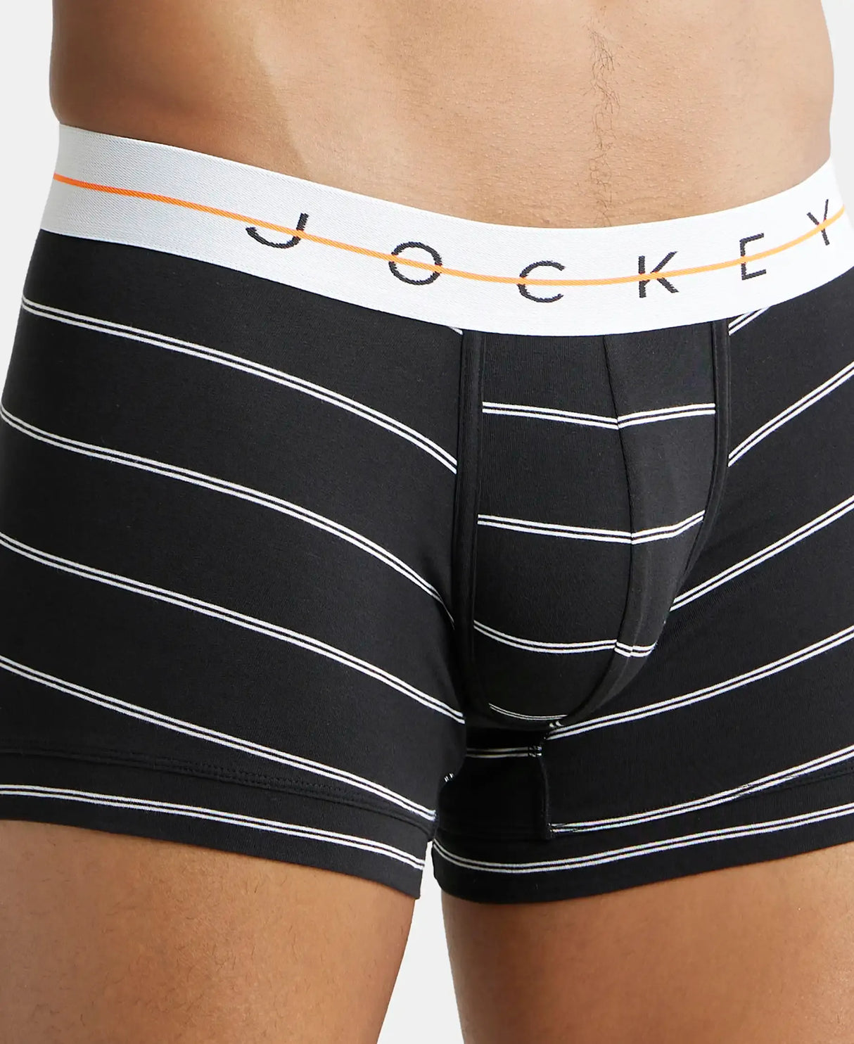 JOCKEY Super Combed Cotton Printed Trunk with Ultrasoft Waistband #NY02- Black Striped