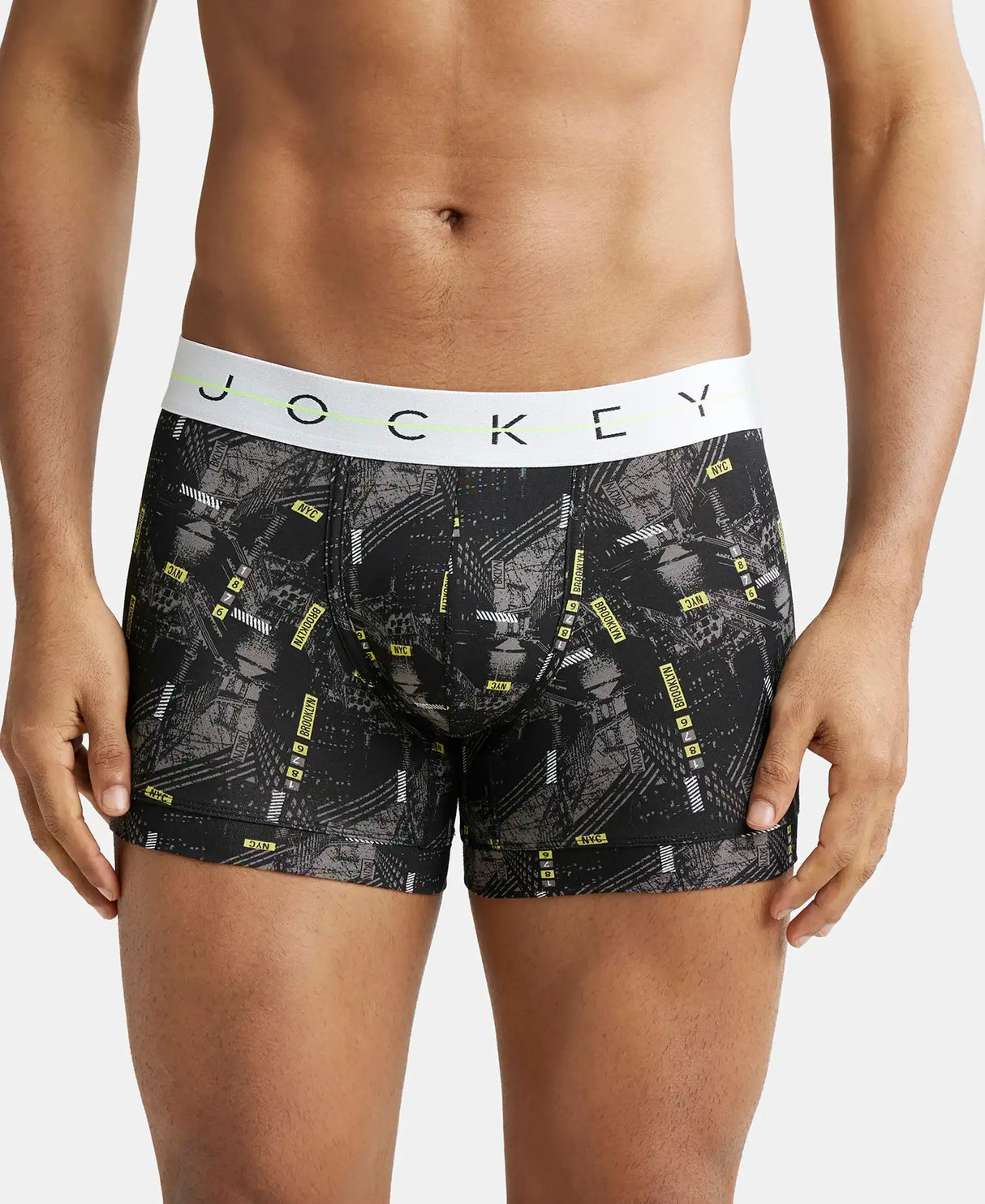 JOCKEY Super Combed Cotton Printed Trunk with Ultrasoft Waistband #NY02- Black